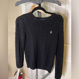 Ralph Lauren Cable-Knit Cotton Crewneck Sweater Dark Blue